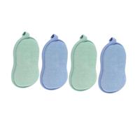 IMIKEYA Spugna da bagno per neonati e 4 pezzi a doppio viso, di medie dimensioni, colori blu e verde esfoliante morbido per pelle sensibile, adatta per uso quotidiano doccia e bagno