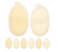 IMIKEYA Spugne esfolianti di Lufa naturale per doccia e bagno 8 pezzi 4 dischi 8 x 12 cm 4 cuscinetti 9 x 14 cm in cotone e lino spugna per il corpo morbida per l'esfoliazione e