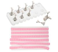 IMIKEYA Supporto per Unghie Finte in Acrilico Opaco con Base Rettangolare Set da 10 Pezzi con Scacchi Argento e 96 Pezzi di Argilla Adesiva Espositore per Nail Art e Supporto per