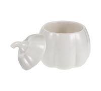 IMIKEYA Tazza Di Zucca Di Halloween Vaso Di Zuppa Brocca Di Zucca Con Coperchio Autumn Candy Bowl Barattolo Di Tè Ceramica Bianco