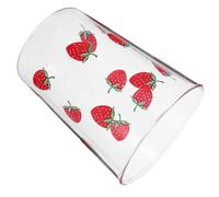 IMIKEYA Tazza in vetro Borosilicato trasparente con stampa di fragole, resistente per latte e tè ad alta capacità per uso domestico e ufficio tazza sicura e facile da pulire