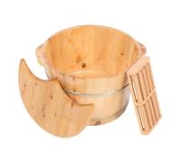 IMIKEYA Vasca per Pediluvio in Legno Spesso Coperchio e Massaggiatore per Piedi, Secchio Riscaldante per Ammollo Piedi, Bacinella Multiuso per Pediluvi Casalinghi