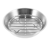 IMIKEYA Vassoio da forno rotondo in acciaio inossidabile resistente alle alte temperature con griglia per grigliare filtrare olio e raffreddare torte multifunzione per cuocere e cucinare in salute