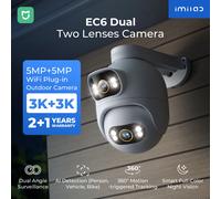 IMILAB Nuova telecamera di sorveglianza esterna 3K+3K a doppio obiettivo 360 ° PTZ/Visione notturna a colori/7/24 Lavoro/App MiHome - EC6 Doppio aggiornamento