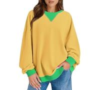 Imily Bela Felpa da donna oversize, a maniche lunghe, scollo rotondo, senza cappuccio, casual, Y2K., giallo., L