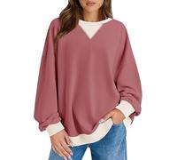 Imily Bela Felpa da donna oversize, a maniche lunghe, scollo rotondo, senza cappuccio, casual, Y2K., Pasta di chicchi rossa., S