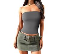 Imily Bela Top da donna estivo sexy a fascia Y2k Basic Tube Top senza spalline casual, grigio scuro, S
