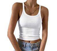 Imily Bela Top da donna sexy top basic bel taglio spaghetti top slim fit, bianco, M