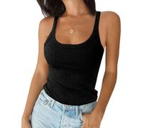 Imily Bela Top da donna sexy top basic bel taglio spaghetti top slim fit, Nero , S