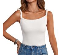 Imily Bela Top estivo da donna, sexy, senza maniche, con spaghetti, Y2K, slim fit, bianco, L
