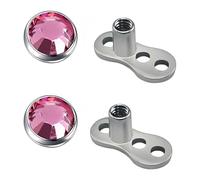 IMINI 2 pezzi CZ cristallo dermal anchor top con basi, 16G acciaio chirurgico filettato internamente - microdermico piercing borchie, gioielli per il corpo punk regalo per donne uomini, 6mm, Acciaio