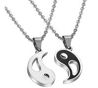IMINI 2 Pezzi Yin Yang Coppie Ciondolo Collana Catena Per Donna Uomo Ragazzi Ragazze Personalizzati Puzzle Abbinati Schemi Collane In Acciaio Inox Regali Compleanno Sorella Natale