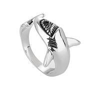 IMINI Anelli vintage a forma di squalo, alla moda, per donne, uomini, ragazze, regolabili, animali marini, pesci, squali giganti, impilabili, allungabili, per nocche medie, alla moda, regalo di