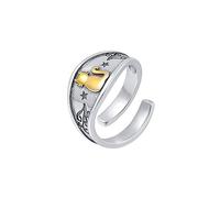 IMINI Anello a fascia aperta retrò a forma di gattino per uomini, donne e ragazzi, stile vintage, con stella, anelli regolabili, estensibili, dita medie, comodo da indossare, regalo per migliori