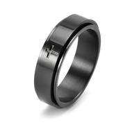IMINI Anello con croce minimalista per alleviare l'ansia, 6 mm, in acciaio inox, rotante, per uomini e donne, cristiano, Gesù Cristo, Signore, preghiera, fede, regalo, Acciaio inossidabile, Non pietra