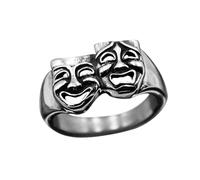 IMINI Anello con maschera teatrale, gioiello tragedia, stile vintage, per donne e uomini, regalo unico per il compleanno della migliore amica, Metallo, Nessuna pietra preziosa