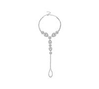 IMINI Cavigliera per piedi nudi con diamanti e anello per dita dei piedi, con strass e cristalli di zirconia cubica, cavigliera estiva, spiaggia, matrimonio, gioiello delicato per feste, 1 pezzo
