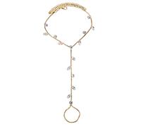 IMINI Cavigliera per sandali a piedi nudi con design a foglia, catena regolabile per donne e ragazze, accessori per matrimoni in spiaggia e feste estive, gioielli, Medio, Metallo, Zirconia cubica
