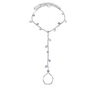 IMINI Cavigliera per sandali a piedi nudi con design a foglia, catena regolabile per donne e ragazze, accessori per matrimoni in spiaggia e feste estive, gioielli, Medio, Metallo, Zirconia cubica