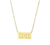 IMINI Collana numero angelico 11:11 ciondolo quadrato dorato 18 K per donna uomo catena regolabile gioiello portafortuna regalo personalizzato simbolico compleanno festa spiritualità, Conventionnel