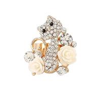 IMINI CZ Garden Cat Anello aperto avvolgente regolabile per donne ragazze placcato oro strass gattino animale fiore dichiarazione anelli espandibili Comfort Fit moda carino regalo di compleanno