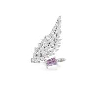 IMINI Delicato Anello Avvolgente con ala D'angelo per Donne e Ragazze Zirconi Cubici Quadrato Regolabile Impilabile Aperto per Dito Fidanzamento Matrimonio Promessa Gioielli di Lusso Regali (Rosa CZ)