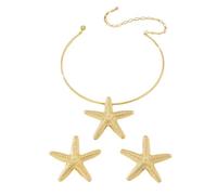 IMINI Orecchini a stella marina pendenti collana con ciondolo a stella gioielli placcati oro per donna stile spiaggia alla moda estate ipoallergenico set di gioielli fantasia chic