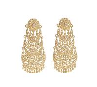 IMINI Orecchini Grandi Lunghi a Lob Pendente con Grande Nappa per Donna, Orecchini a Fiore con Cristallo Perla Lucida, Orecchini Placcati in Oro, Orecchini Boho Indiani Tradizionali per Matrimonio