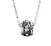IMINI Pixiu - Collana con ciondolo girevole vintage per uomini e donne, in acciaio inossidabile, gioiello per alleviare l'ansia, design con chiave greca fidget con catena da 60 cm