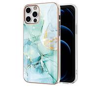 IMIRST Basic Case Compatiable with iPhone 12 Pro Max IMD Soft TPU Silicone Bumper Matte Marble Scratch-Resistant Slim Protective Phone Case Back Cover for Apple iPhone 12 Pro Max，YBI Green