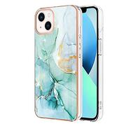 IMIRST Basic Case Compatiable with iPhone 13 IMD Soft TPU Silicone Bumper Matte Marble Scratch-Resistant Slim Protective Phone Case Back Cover for Apple iPhone 13，YBI Green
