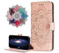 IMIRST Custodia a libro per Redmi Note 13 4G PU Chiusura a portafoglio in pelle goffrata antiurto con cavalletto slot per schede Holder per Xiaomi Redmi Note 13 4G. LD Mandala RoseGold