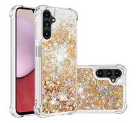 IMIRST Custodia Compatibile con Samsung A14 Bling Liquido Scintillante Silicone Shell antiurto Airbag Protettivo Copertura Paracolpi Caso per Samsung Galaxy A14 4G / 5G. YBW Love Gold