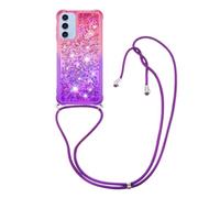 IMIRST Custodia con cordino compatibile con Samsung Galaxy A16 5G Bling Liquid Glitter Shell in silicone antiurto Kawaii cover con cordino collana custodia per Samsung Galaxy A16 5G. JP cipria viola