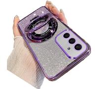 IMIRST Custodia glitterata per Motorola Moto Edge 20, trasparente, morbida, anti-graffio, con supporto ad anello grande, supporto per cellulare, da ragazza, da donna, sfumata, colore viola DS
