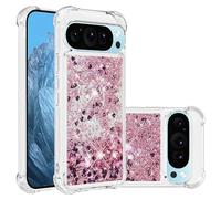 IMIRST Custodia in silicone per Google 9 Pro XL, protezione anticaduta con airbag ad angolo Bling Glitter Quicksand Liquid Sparkle TPU Cover per telefono per Google Pixel 9 Pro XL. YBW Love Rosegold