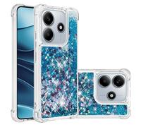IMIRST Custodia in silicone per Redmi Note 14 Corner Airbag Protezione anticaduta Bling Glitter Quicksand Liquid Sparkle TPU Cover per telefono Xiaomi Redmi Note 14 5G. YBW Love Blue
