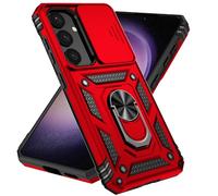 IMIRST Custodia per telefono Compatibile con Samsung Galaxy S25 Plus Resistente agli urti Resistente Built-in Kick Stand Copertura scorrevole Militare Bumper per Samsung S25 Plus. JS Red
