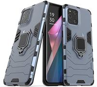 IMIRST OPPO Find X3 Lite Custodia, Armor Custodia con 360 Gradi Girevole Anello, Silicone TPU e PC Doppio Strato Bumper Protettiva Cover per OPPO Find X3 Lite. HB Blue