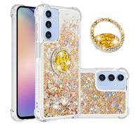 IMIRST Phone Case Compatible with Samsung A15 5G (6.5'') Bling Liquid Glitter Diamond Ring Shell Shockproof Airbag Protective Cover Bumper Case for Samsung Galaxy A15 5G. YBK Love Gold