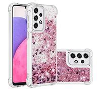 IMIRST Silicone Cover per Samsung Galaxy A33 5G, Corner Airbag Fall Protection Bling Glitter Quicksand Liquid Sparkle TPU Case Cover for Samsung Galaxy A33 5G. YBW Love RoseGold