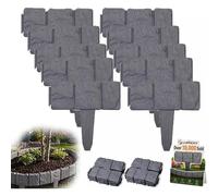 Imitation Stone Garden Fence, No Dig Plastic Garden Edging Border, Interlocking Landscape Edging for Flower Beds Lawn Path Yard, Grey Stone Look Decorative Fence Panels Outdoor (Gray,10ps)