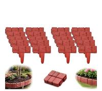 Imitation Stone Garden Fence, No Dig Plastic Garden Edging Border, Interlocking Landscape Edging for Flower Beds Lawn Path Yard, Grey Stone Look Decorative Fence Panels Outdoor (Red,20ps)