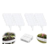 Imitation Stone Garden Fence, No Dig Plastic Garden Edging Border, Interlocking Landscape Edging for Flower Beds Lawn Path Yard, Grey Stone Look Decorative Fence Panels Outdoor (White,20ps)