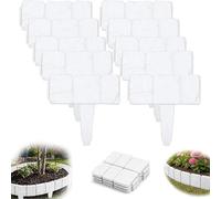Imitation Stone Garden Fence, No Dig Plastic Garden Edging Border, Interlocking Landscape Edging for Flower Beds Lawn Path Yard, Grey Stone Look Decorative Fence Panels Outdoor (White,10ps)