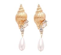 Imitazione a losanga pearl sea shell orecchini d’argento a caduta d’acqua con ganci auricolari - gioielleria esagerata, di fascia alta e altamente personalizzata