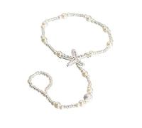 Imitazione perla stella marina cavigliera elastica spiaggia sandali a piedi nudi sandali della Boemia cavigliera stella marina gioielli catena del piede per le donne pratiche e popolari Convenient des