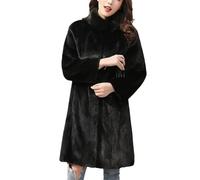 Imitazione Visone Cappotto Femminile Intero Visone Lmitazione Pellicce Cappotto Inverno Visone Velluto Media Lunghezza Stand Collare Pellicce Cappotto, Nero, L