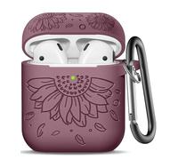 IMIVIO Compatibile con custodia per AirPods e custodia per AirPods di seconda generazione, custodia con incisione girasole, compatibile con Apple AirPods 2a/1a custodia di ricarica da uomo e donna, in