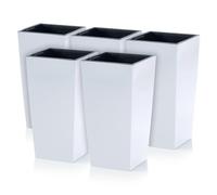 IMJ-Global - 5 Vasi per Piante da Esterno in Plastica Resistente Alle Intemperie, Vasi per Piante da Interno 40x40x75 cm (91L) con Inserto da 37 Litri, Arredamento Casa e Giardini (Bianco)